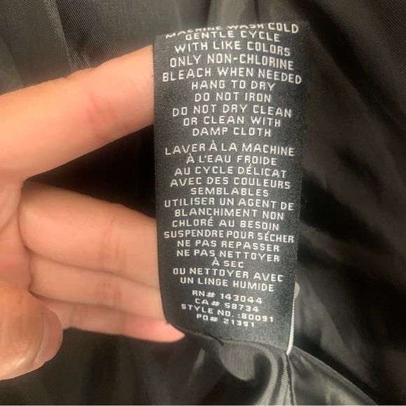 7 for all Mankind Faux Leather Vegan Moto biker jacket black zip goth Medium - Picture 9 of 9